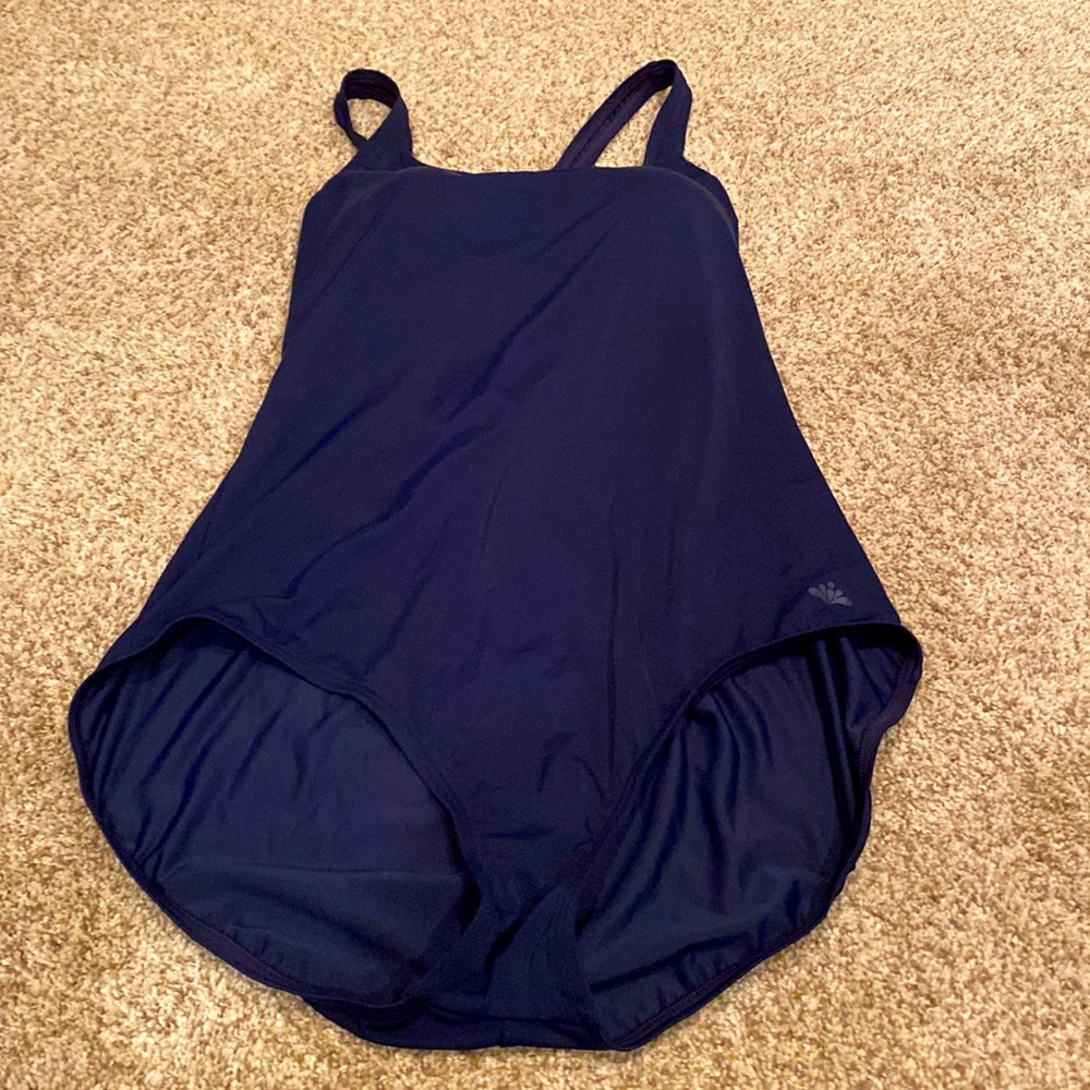 Swimsuits For All Navy Blue Crisscross Back